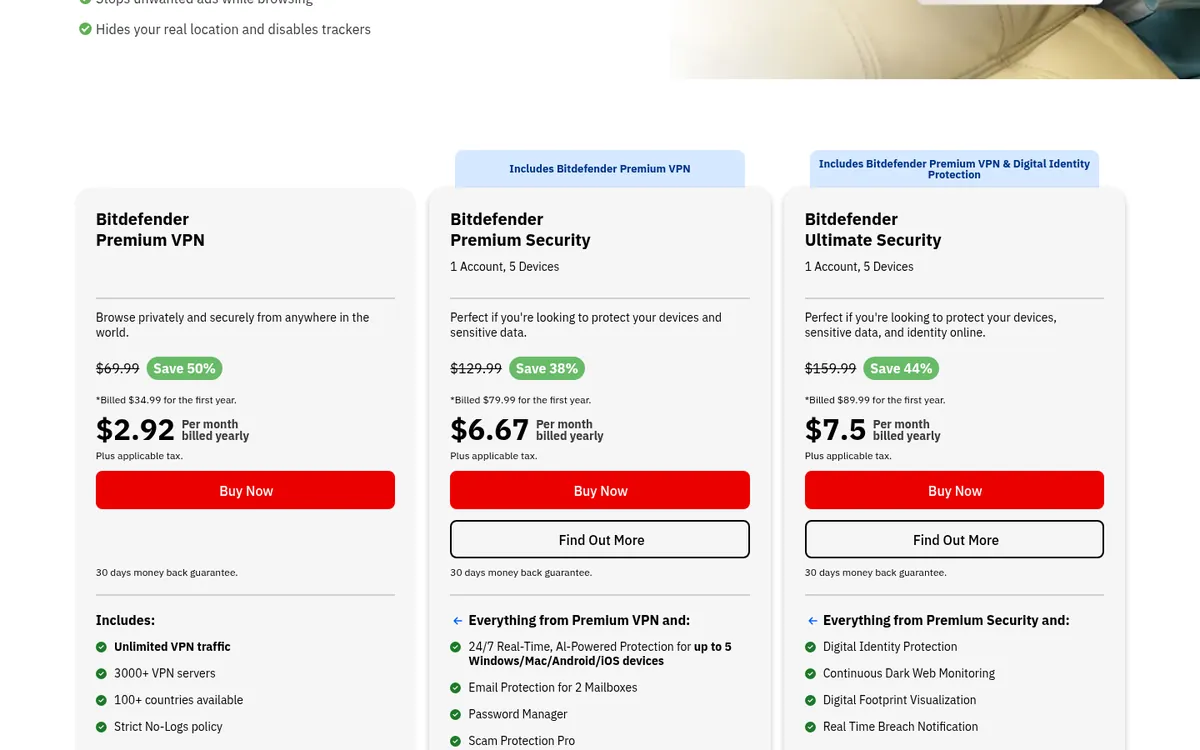 Bitdefender VPN-palvelun hinnasto – vertailussa: paras VPN Suomessa