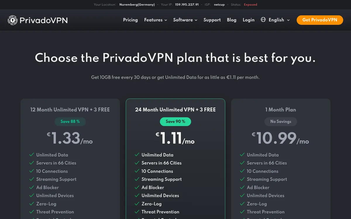 PrivadoVPN-palvelun hinnasto – vertailussa: paras VPN Suomessa