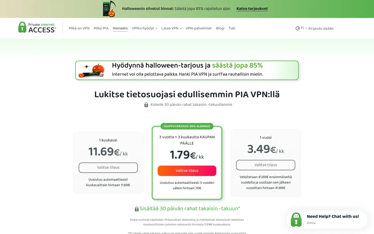 Private Internet Access-palvelun hinnasto – vertailussa: paras VPN Suomessa