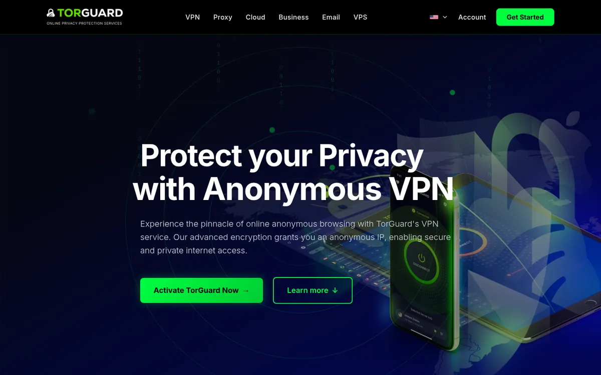 TorGuard-palvelun etusivu tietokoneella – vertailussa: paras VPN Suomessa