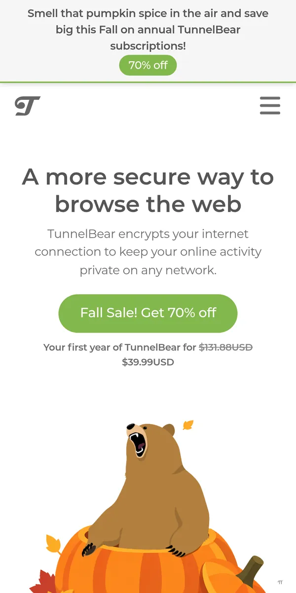 TunnelBear-palvelun etusivu puhelimella – vertailussa: paras VPN Suomessa